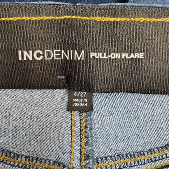 INC DENIM Pull-On Flare High Rise Sz 4 Women's Dark Wash Stretch Jeans - Picture 3 of 4